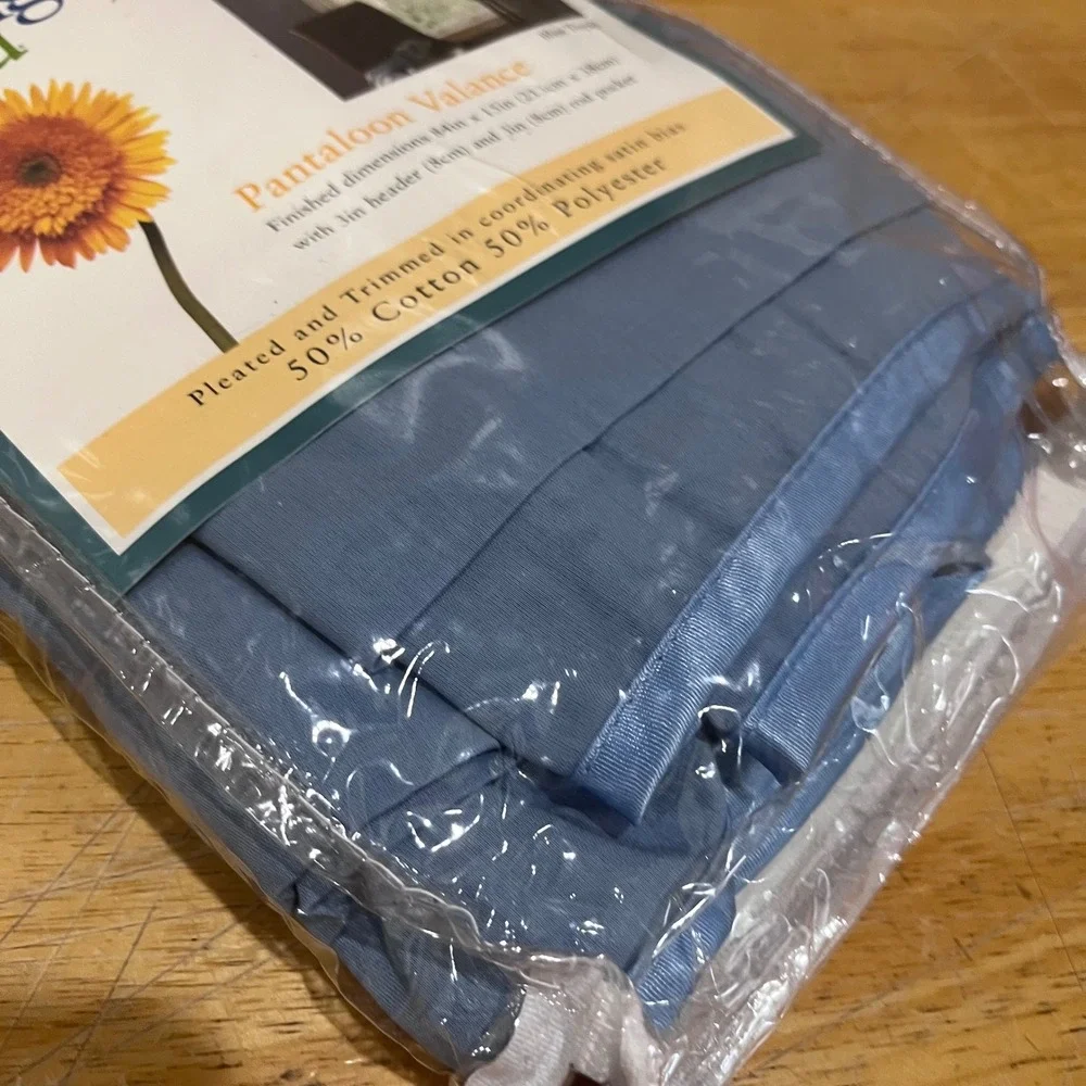 Vtg Springmaid Blue Topaz Pantaloon Valance Pleated Satin Trim 84x15 Cottagecore